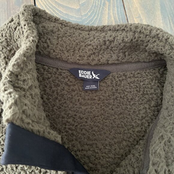 Eddie Bauer Full Zip OD GreenFleece Jacket 2XL Men's XXLARGE Long Sleeves (D9) - Picture 6 of 13